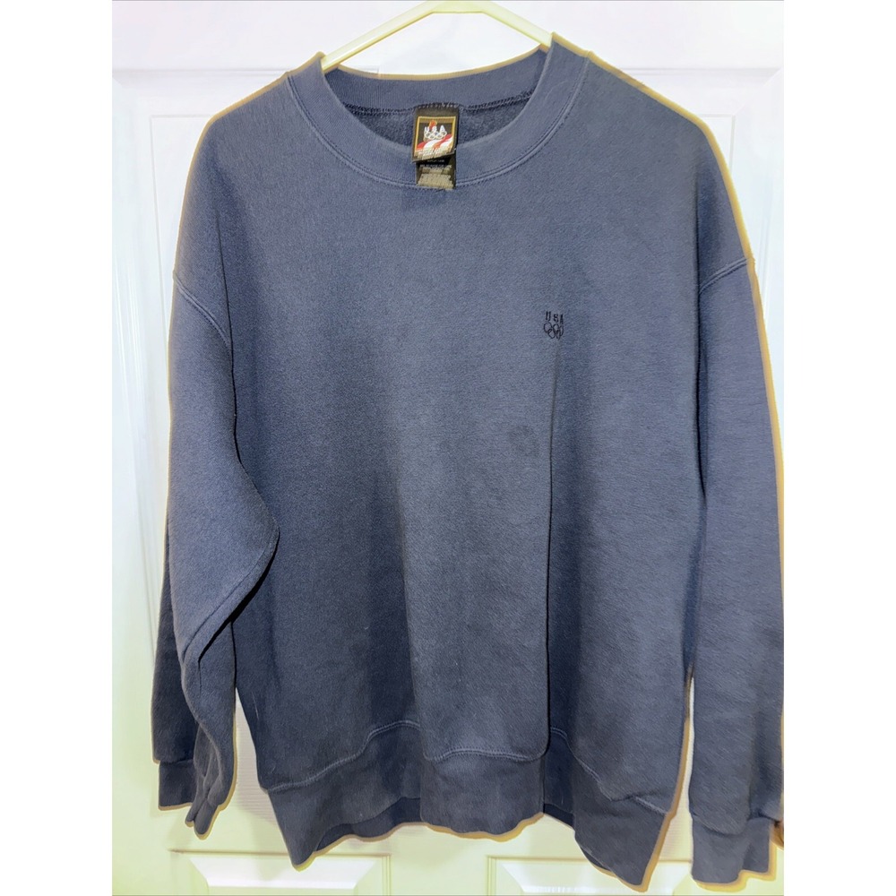 Vintage Y2K Men's USA Olympics Long Sleeve Blue Pullover Crewneck Rare